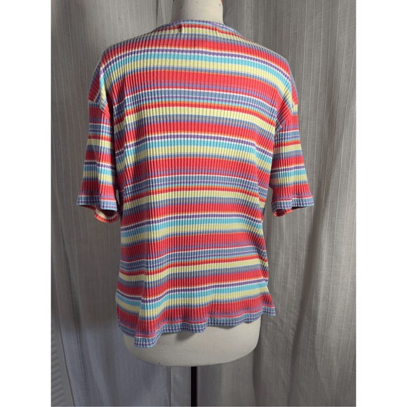 Blast Blouse Size L Y2k Vintage Pastel Striped Textured Dark Academia - Picture 2 of 5